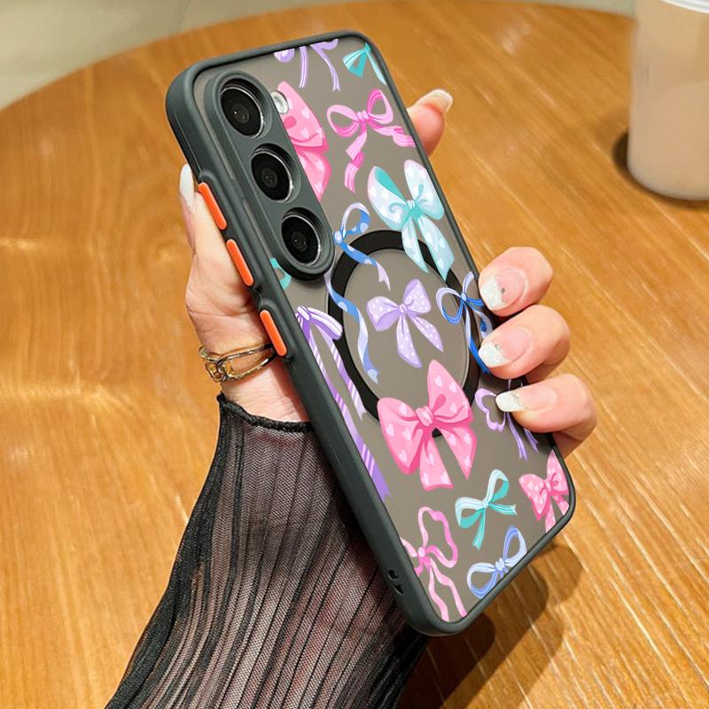 Colorful Bowknots Pattern Case For Samsung Galaxy S26 Ultra S25 S24 Plus S23 S22 S21 FE Magnetic For Magsafe Matte Cover