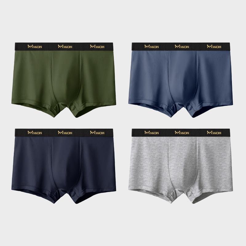 MiiOW 4 Stück Herren Unterwäsche Boxershorts Jugend Baumwolle Herren Boxershorts, Atmungsaktive Unterwäsche