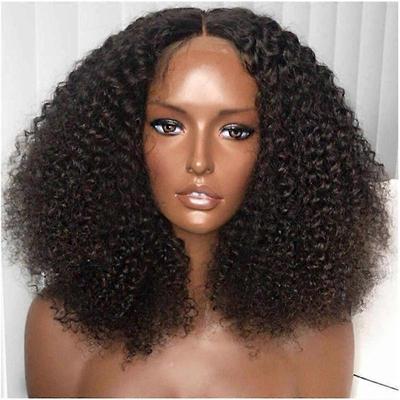 Afro Kinky Kudrnatá Paruka z Lidských Vlasů 360 Krajková Přední Brazilské Panenské Vlasy Předtrhaná 20 Palců
