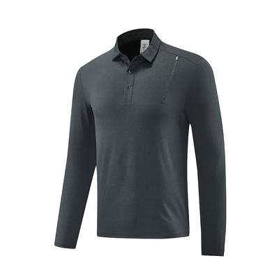 Long-sleeved T-shirt Men's Breathable Polo Shirt Simple Loose Lapel Solid Color Top