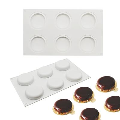 6 flache runde Mousse-Form, Schokoladen-Silikonform, Western-Gebäck, runde Törtchenform, Turmring, Backform