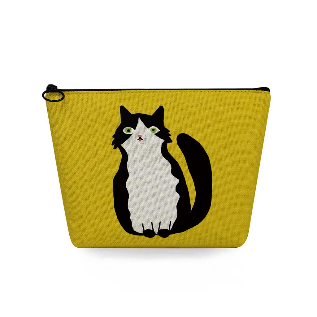 Women Black Cat Print Cosmetic Bag Toiletries Organize Travel Storage Case 6740 KTB