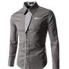 Men Slim Fit Long Sleeve Button Down Dress Shirt Contrast Detail Pocket Formal Business Wedding Shirt