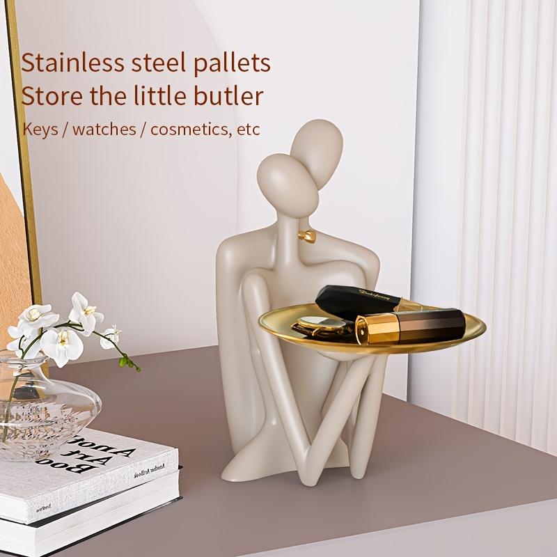 Figurine Moderne Abstracte Cuplu Tava pentru Chei, Suport Bijuterii din Rășină, Decor pentru Casă, Perfect pentru Holul de Intrare, Cadou de Nuntă și Sărbători, Intrare