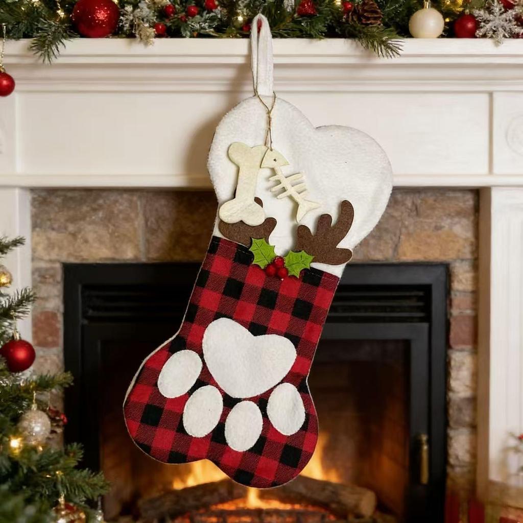 Antler Bones Christmas Stocking & Ornament Gift Bag for Tree Decorations & Candy Gifts