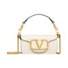 Locò Gold V Logo Detachable Sliding Chain Calfskin Baguette Bag Crossbody Shoulder Bag Mini Women Bags White WP0Z28ZXLI16