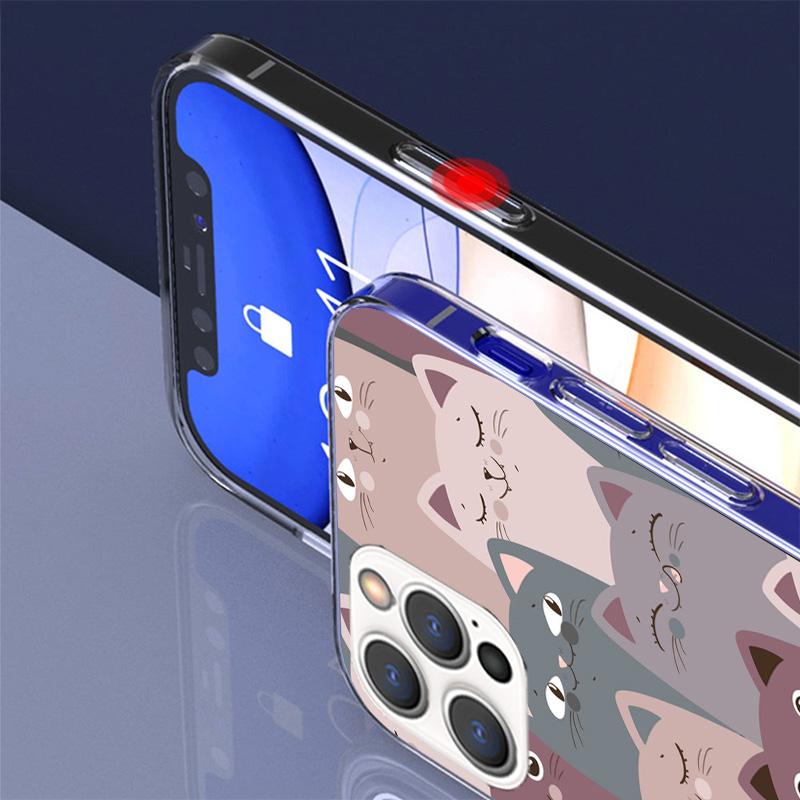 Cartoon Cute Cats Background Phnoe Case for Iphone 17 Air 16 16E 11 12 13 Mini 14 Plus 15 Pro Max 7 8 + SE 2020 Phone Cover Coqu