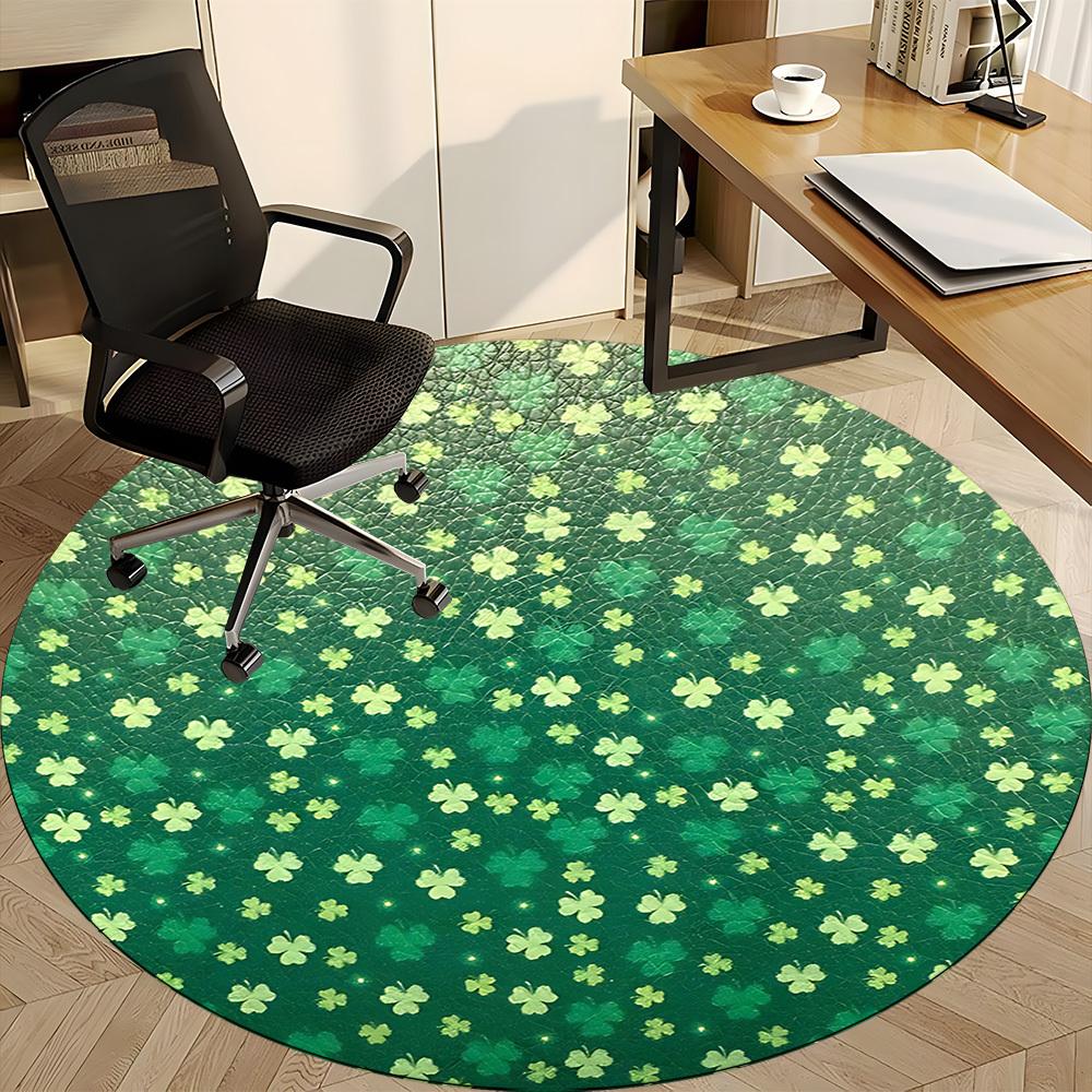 1pc Clover Pattern Office Round Rug, Non-slip, Soft and Durable Office Rug for Interior Decoration, Perfect for Office, Beautiful Decoration Yy2603230