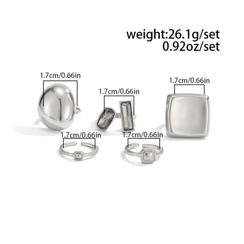 Exaggeration Heart Shape Crystal Rings Set for Women Lips Square Zircon Charm Open Rings Adjustable Fashion Designer Luxury Jewelry