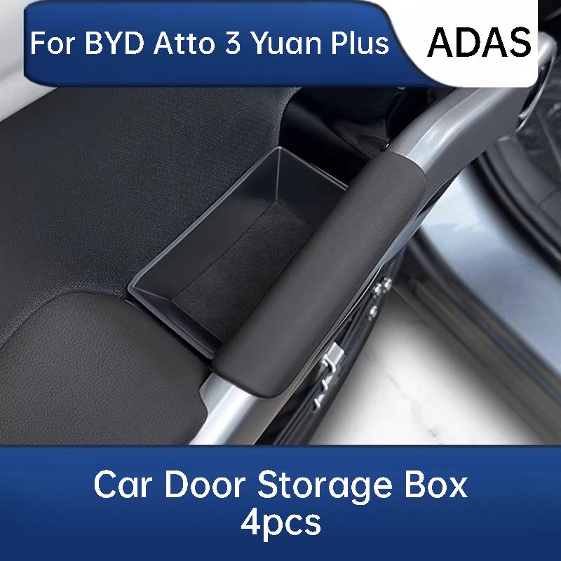 For BYD Atto 3 Yuan Plus ADAS Smart Driving Edition Car Door Handle Storage Box Leather Organizer Tray Interior Accessories