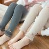 Winter Stripe Lace Fleece-Lined Thick Leggings for Baby Girls - Fashionable, Warm Autumn Style