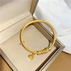 Vietnamese Gold-Plated Lotus Pod Carved Openwork Bangle - Push-Pull Style Bracelet for Women