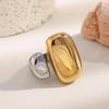MamacitaSlay 316L Stainless Steel Two Tone Asymmetrical Open Ring Party Waterproof Jewelry Women's Creative Ring 2025 Trend Gift