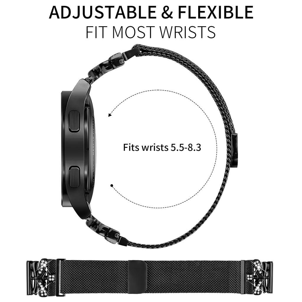 Metal Strap for Garmin D2 Air X10/Bounce Milanese Watch Band Butterfly Decor Electroplating Color