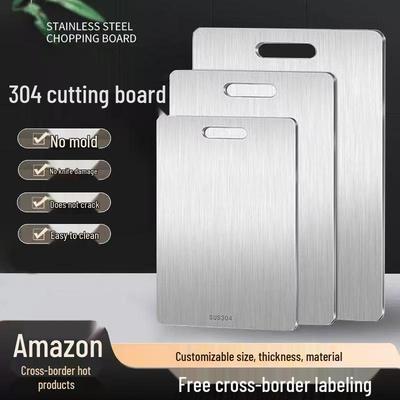 Tabla de cortar de cocina de acero inoxidable 304 de doble cara antimoho, tabla de cortar colgante y superficie para amasar
