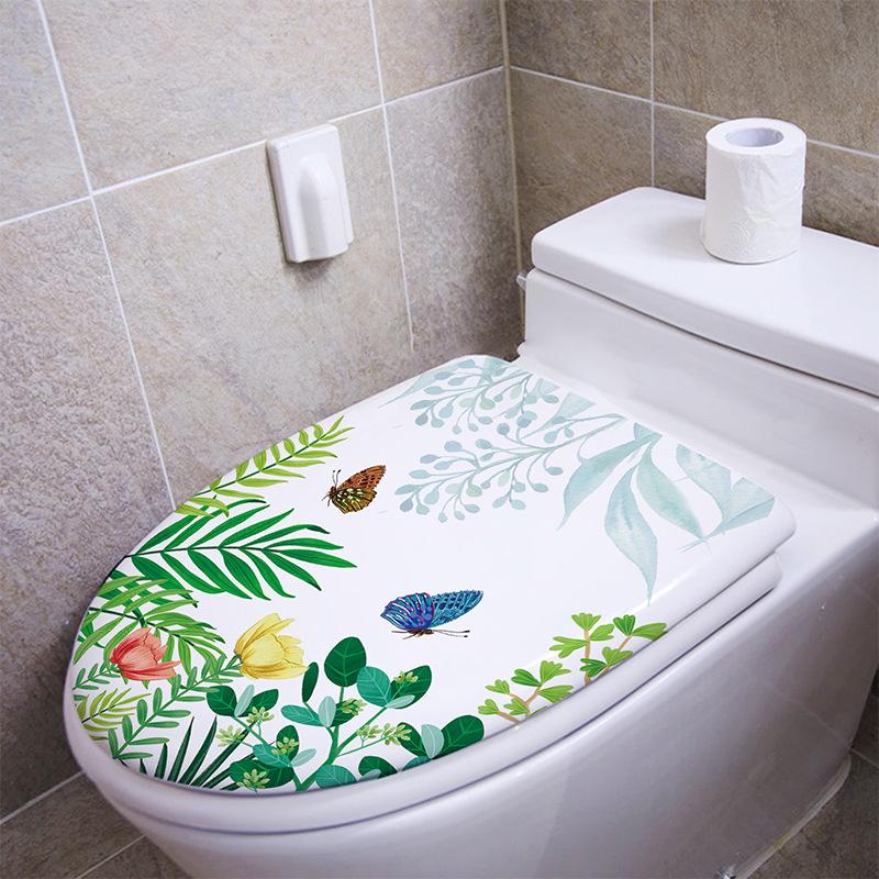 

Easy to Remove Toilet Sticker Flower Butterfly Toilet Stickers Waterproof Pvc Decals for Bathroom Decoration Butterflies Theme 33X40cm