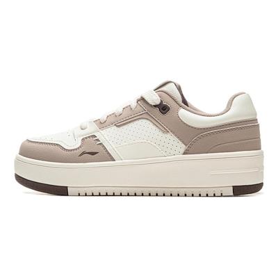 Li Ning Serie Queso Moda Versátil Zapatillas Blancas Suela Gruesa Ligeras Antideslizantes Resistentes al Desgaste Transpirables Zapatillas de Skate de Caña Baja AGCU366-4