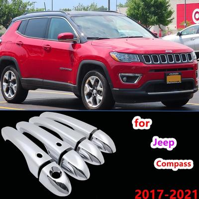For JEEP Compass MP 552 2017~ Luxurious Chrome Door Handle Cover Trim Set  for 4Door Never Rust Car Accessories Stickers