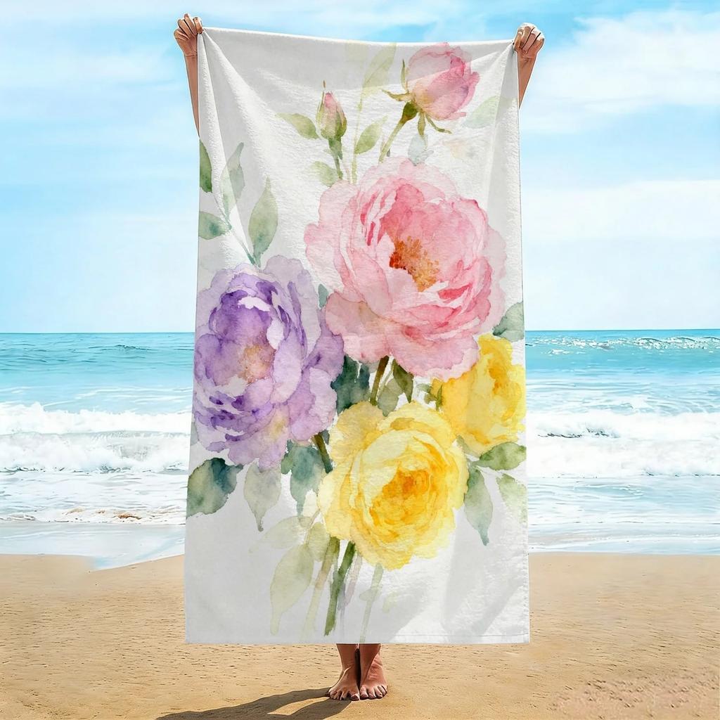 Frischer Sommer-Zitronenscheiben-Print Strandtuch, Schnelltrocknendes Sandfreies Mikrofaserhandtuch für Strand, Pool und Picknick