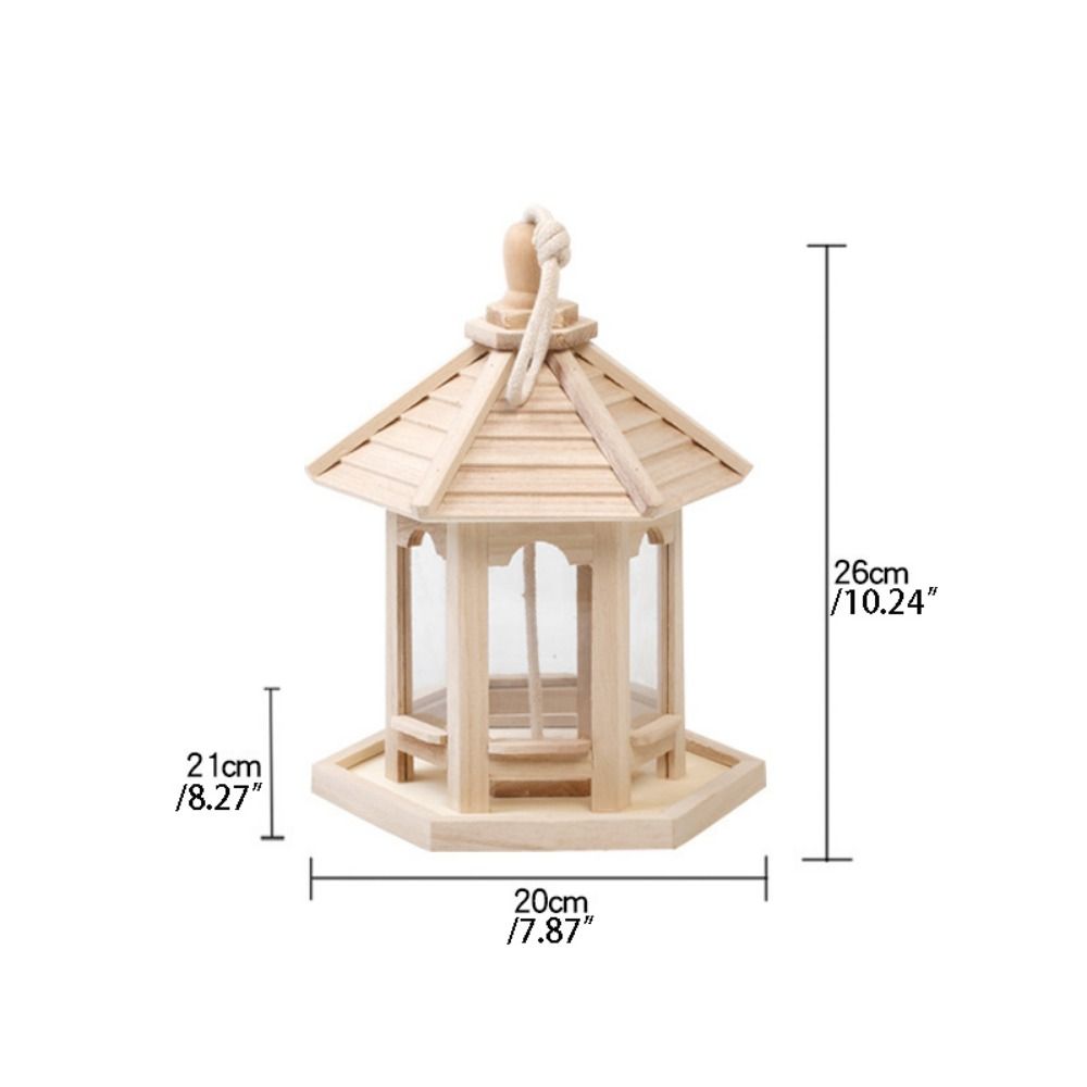 Durable House Shape Bird Feeder House Hanging Wooden Pet Feeder Box Bird Food Dispenser Balcony
