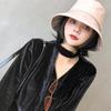 Women Hiphop Hat PU Leather Hat  Reversible Bucket Caps Solid Colors Female Gorros