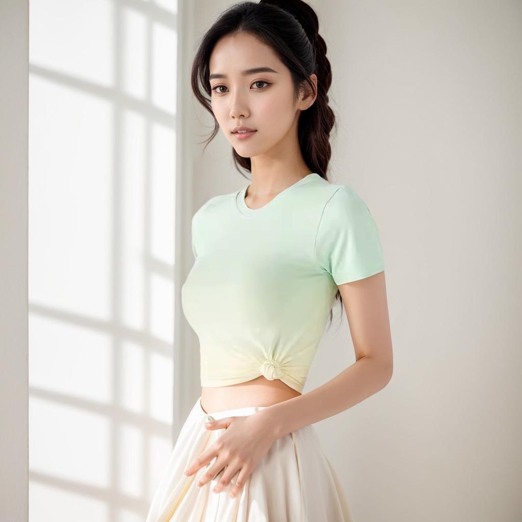 

Женский градиентный топ с коротким рукавом для йоги и фитнеса, быстросохнущий S (43-49kg)