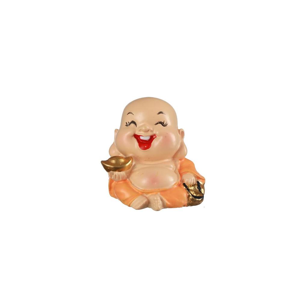 Latest Pack of 4 Laughing Buddha Monk Miniature Statue Showpiece (Multi, 4 Cm X 1.5 Cm) Feng Shui Items for Good Luck for Home Decor