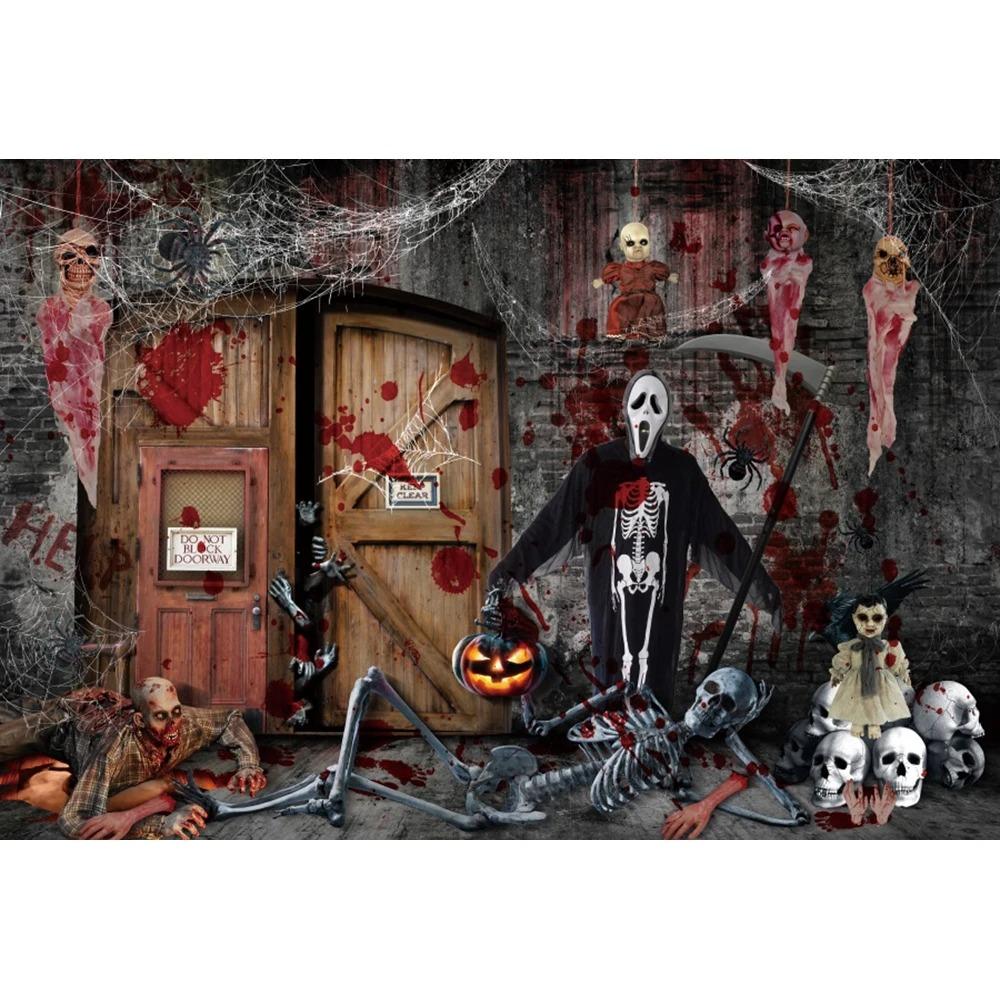 Tapiz de decoración de Halloween, casa embrujada, noche de terror, tumba aterradora, fantasma, calavera, bruja, castillo, fondo, tela, decoración de fiesta