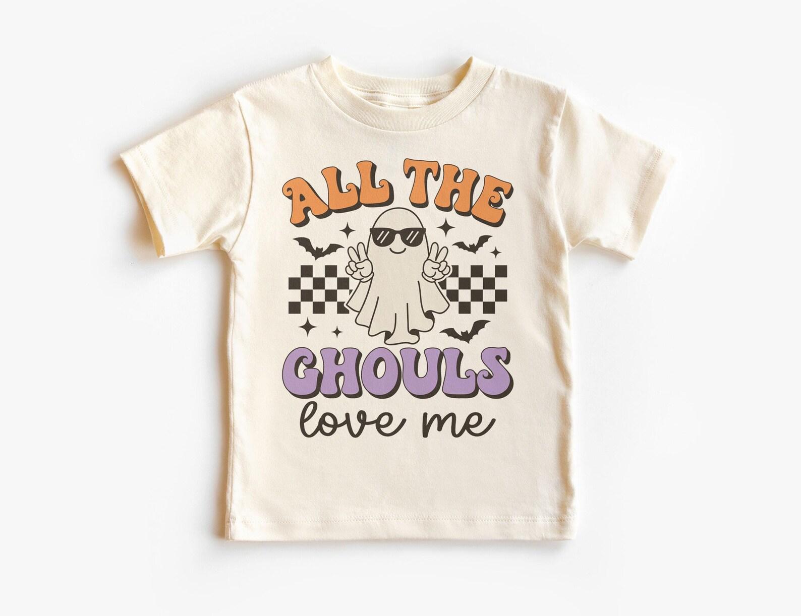 All The Ghouls Love Me Boys Shirt - Cool Flirty Ghost Tee - Funny Halloween Costume - Unisex & Youth, Kids Natural T-Shirt 100