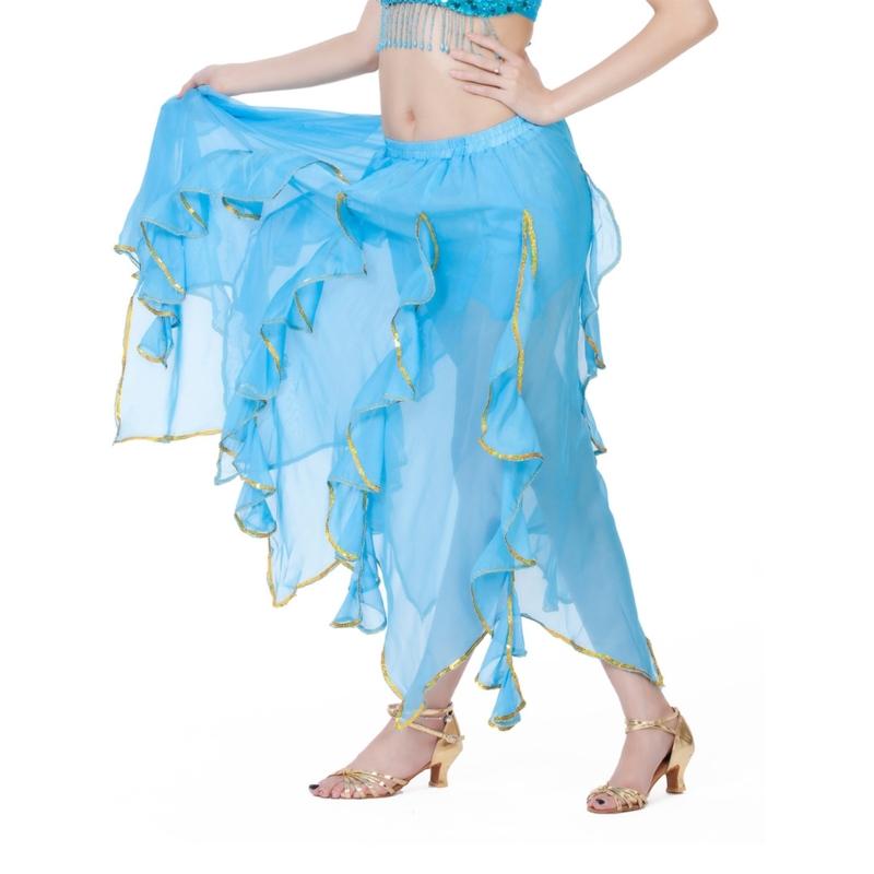 Bauchtanzkostüm für Damen Bauchtanzrock Chiffon Rüschen Maxirock Bauchtänzerin Outfit Halloween Kostüme