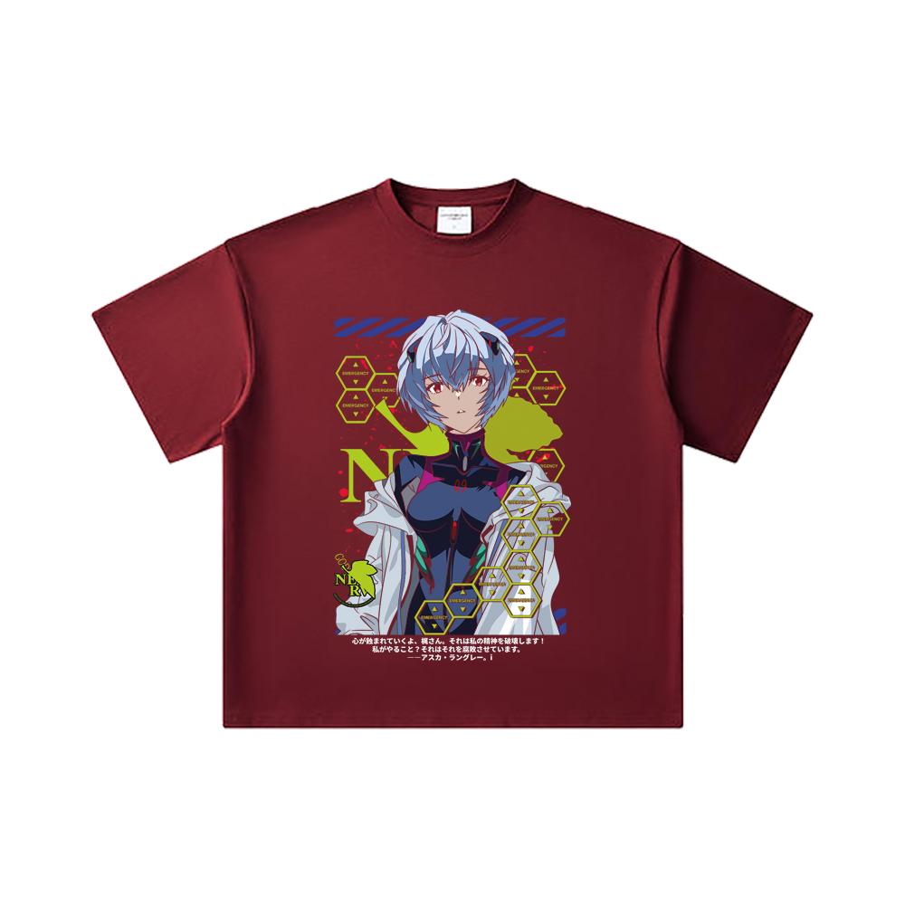 260 GSM Double Yarn 32 Count 100% Cotton Evangelion V6 Rei Print Unisex Heavy Cotton T Shirt