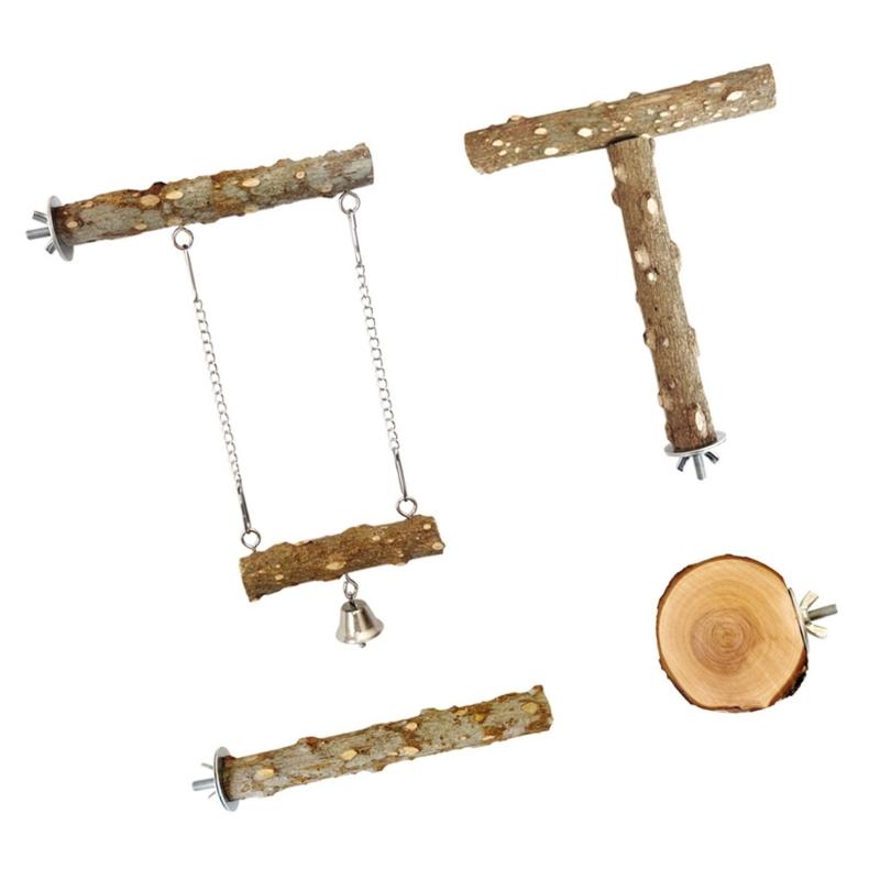 J0MC 4pcs Parrot Perches Set Swing Chew Toy For Bird Climbing Beak Trimming
