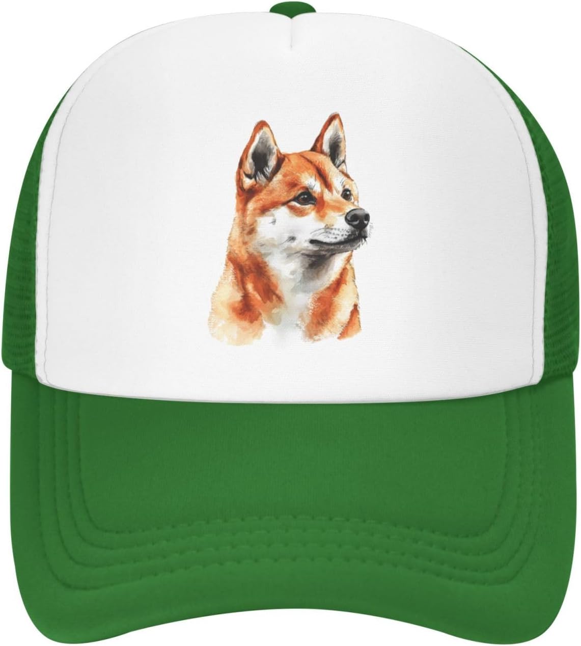 

Shiba Inu Watercolor Print Trucker Hat Polyester Mesh Adjustable Snapback Cap Outdoor Unisex One Size