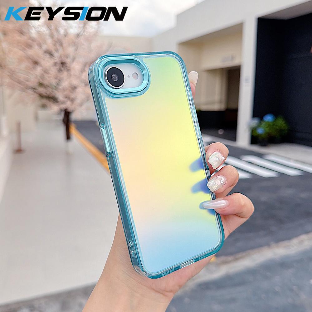 

KEYSION Fashion Laser Gradient Colorful Phone Case for iPhone 17e 16e Soft TPU+PC Shockproof Back Cover for iPhone 16e 17e 2026 for iPhone 16e синій