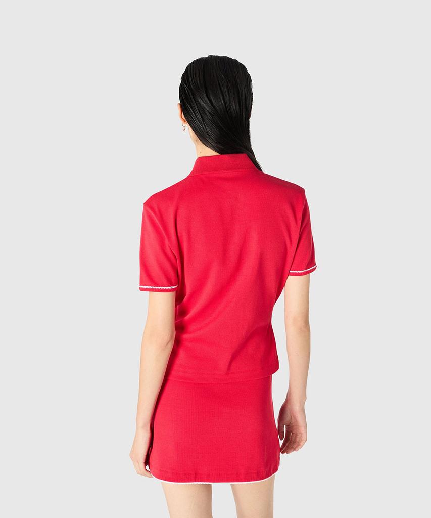 MARINE SERRE (W) Cute 70S Short Sleeve Polo T-Shirt Red Cute 70S Ss Polo T-Shirt Rd10 Red