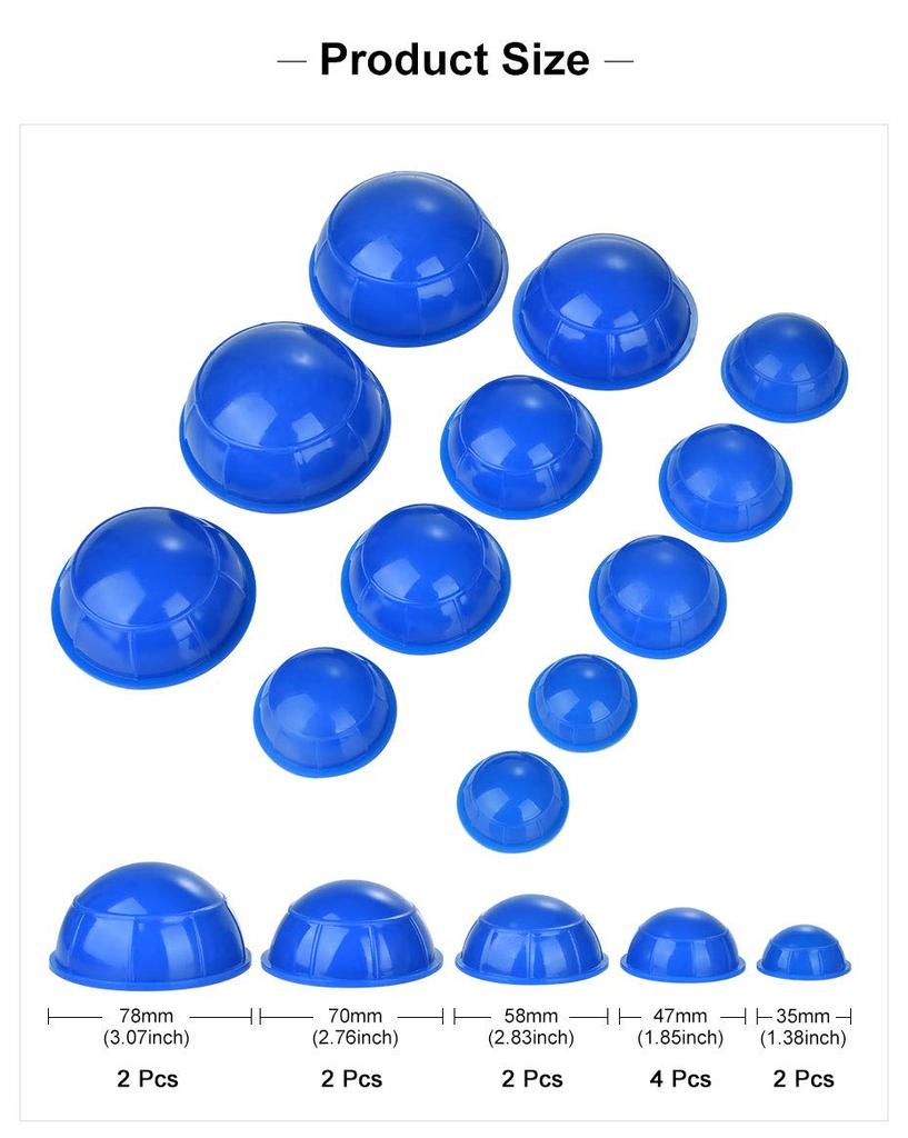 Healthcom Silicone Cupping Set Acupuncture Cupping Therapy Set Professional Body Massage Cup Set,12 Pcs(Blue)