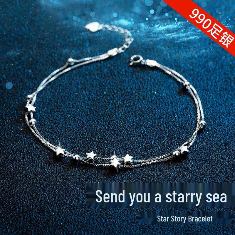 

Starry Sky Sterling Silver Bracelet - Perfect Qixi Gift for Her S990