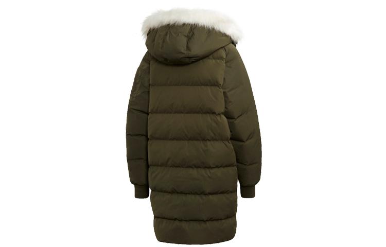Women's Adidas Originals Down Jackets Women's Night Cargo Green Detachable Hood Moderate Straight Fit