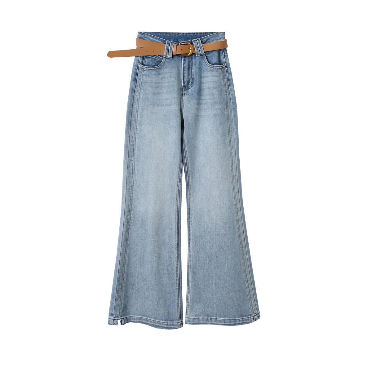 Ou Fan Retro Blue High-Waisted Micro-Flare Jeans - Slimming Women s Style M