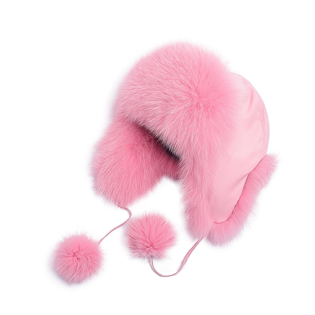100% Real Fox Fur Hat Women's Russia Pilot Catcher Ski Cap Cap Ear flap winter raccoon fur pilot cap