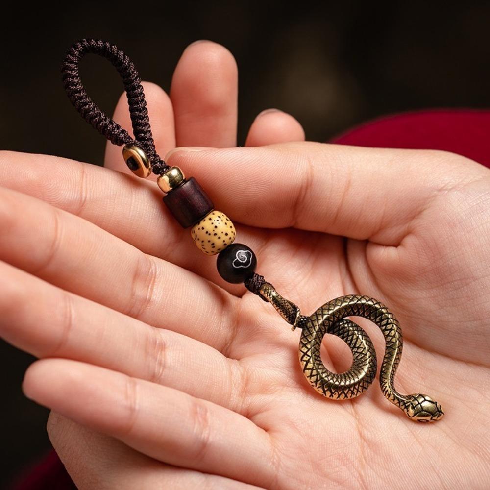 Wealth Zodiac Keychain Brass Car Key Chain Retro Snake Key Ring  Women