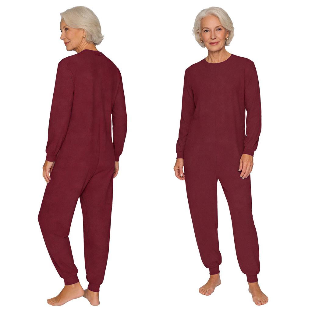 Unisex Yaşlı Anti Strip Adaptif Tulum Bisiklet Yaka Uzun Kollu Arka Fermuarlı Uzun Pantolon Tek Parça Tulumlar
