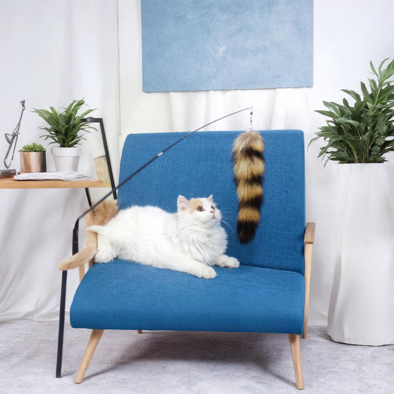 

Telescopic Fishing Rod Teaser Wand Tail Interactive Toy one size