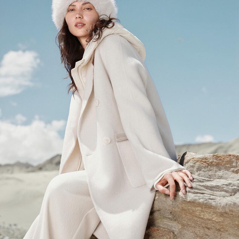 ELLE Women's Long 100% Sheep Wool Double-Sided Coat