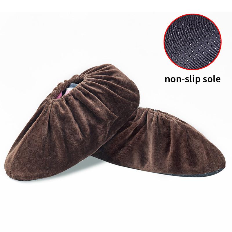 1 Pairs Anti-slip Thicken Plush Shoe Covers Reusable Soles Durable Wear-resistant Foot Covers For Indoor Outdoor Shoe Covers