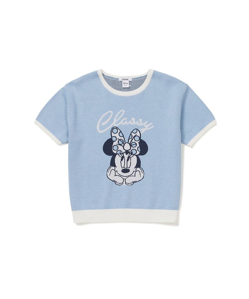 CLOVE [26Sm Clove] Graphic Jacquard Knit Top (Light Blue)