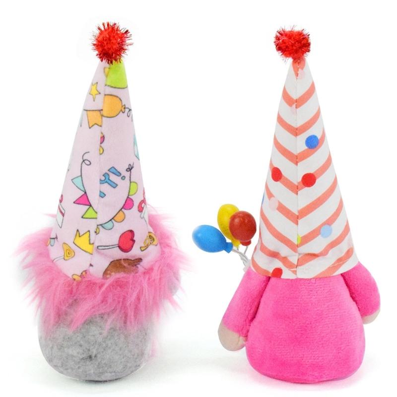 Colorful Gnomes Plush Dolls with Balloons Cake Dwarf Elf Figure Toy for Home Birthday Parties Decors for Kids and Teens