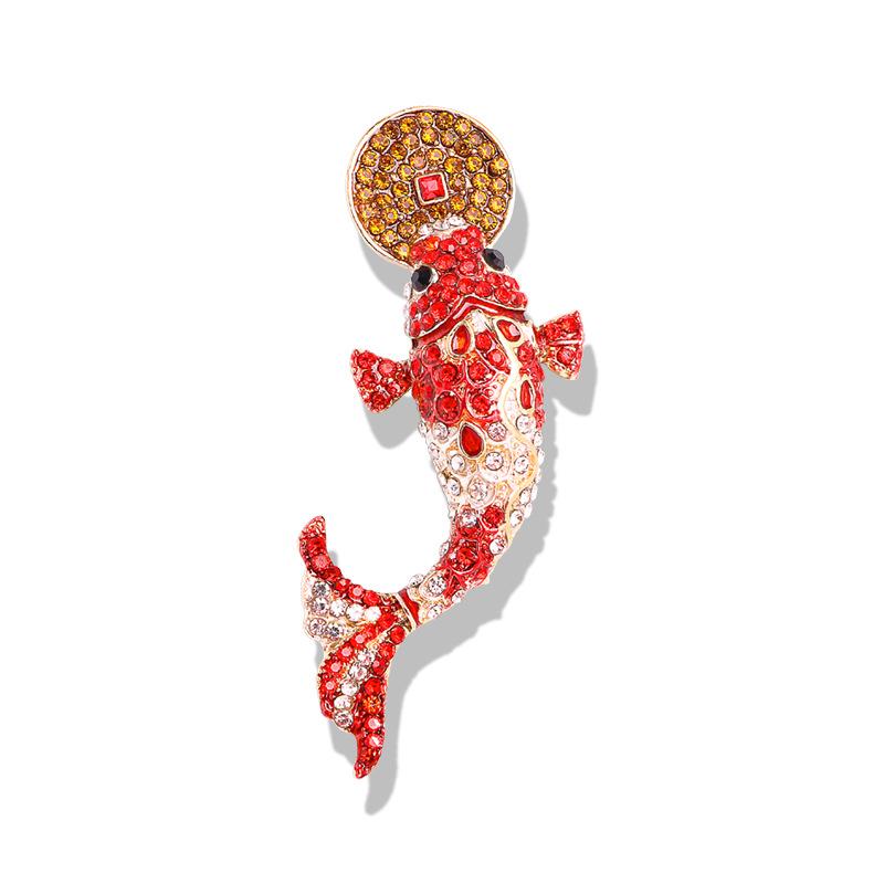 High-end Light Luxury Colorful Koi Copper Coins Retro Accessories Women s Pendant Brooch 2*5CM
