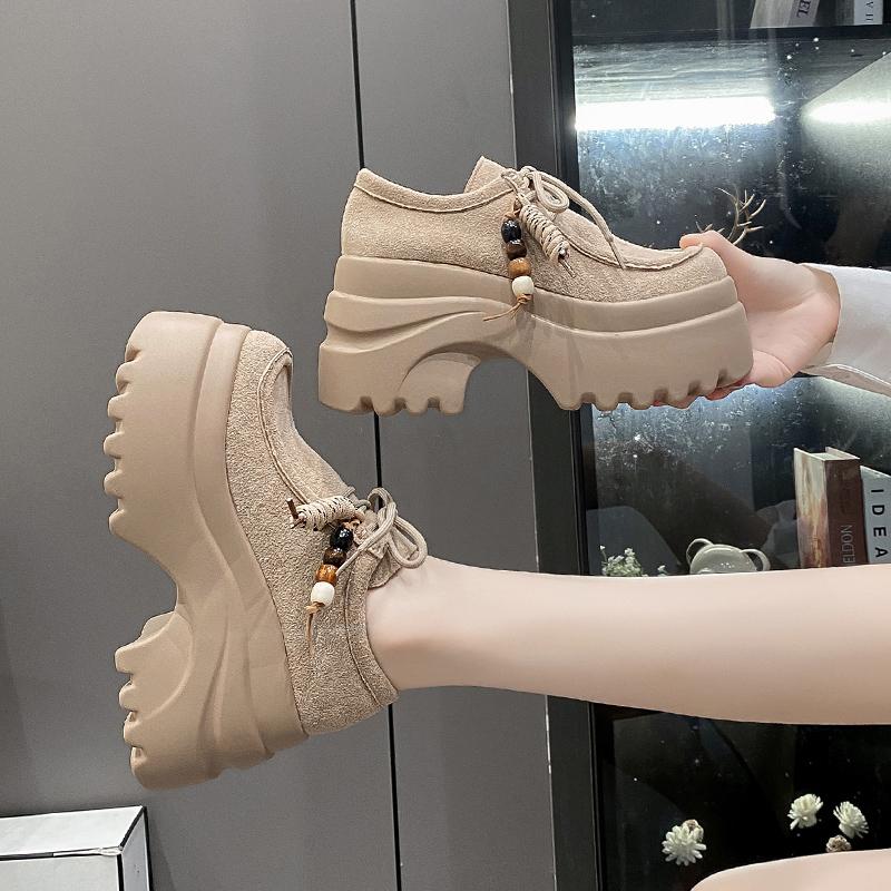 Fashion 9cm Platform Loafers Women 2025 Summer Versatile New Lace-up Tassel with Skirt Single Shoes