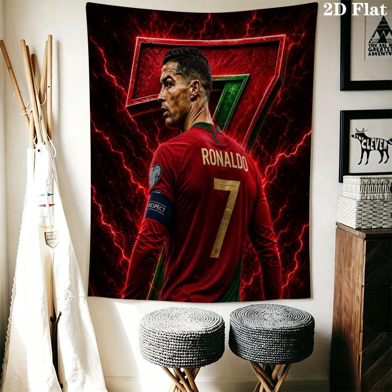 C Ronaldo Wall Tapestry Aesthetic Wall Hanging Printed Fabric Blanket Decorative Tapestries for Bedroom Living Room Home Decor